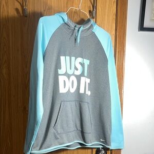 Nike Gray and Light Blue Hoodie